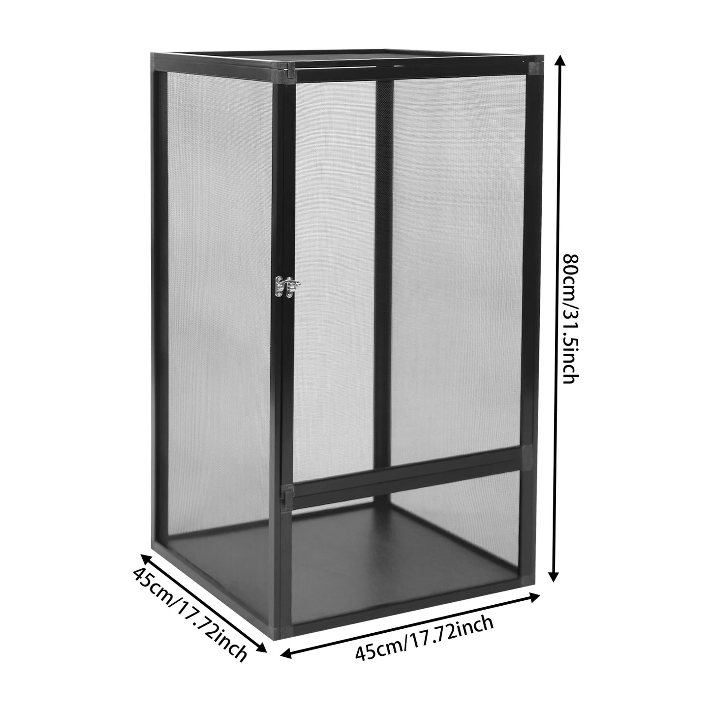 Micro Habitat Terrarium Enclosure, Rectangular Freestanding Reptile Feeding Box Pet Net Box Black 20kg