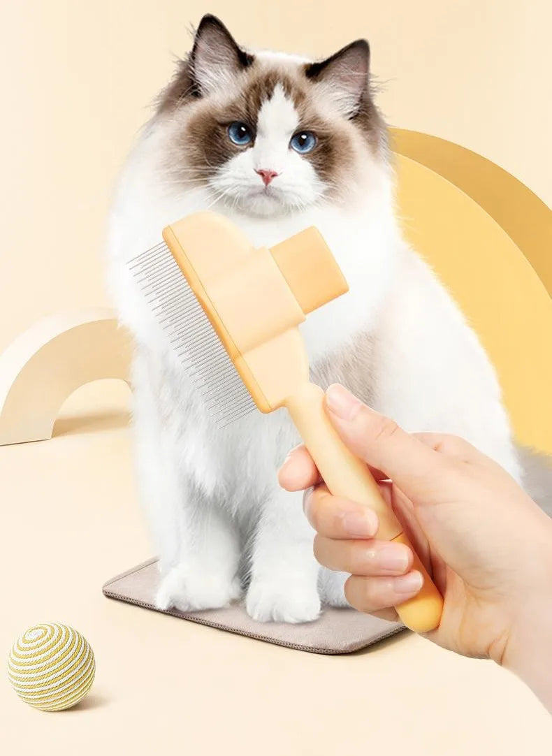 Dog and Cat Comb Hair Remover Self-cleaning, Massage  Brush One Click Combs for  Hair Knot