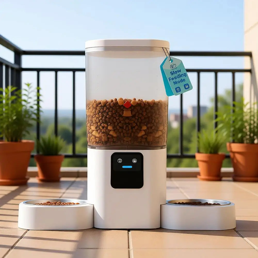Automatic Slow Feeder, Food Dispenser with 5G APP Control for Multiple Pets for Dog and Cat