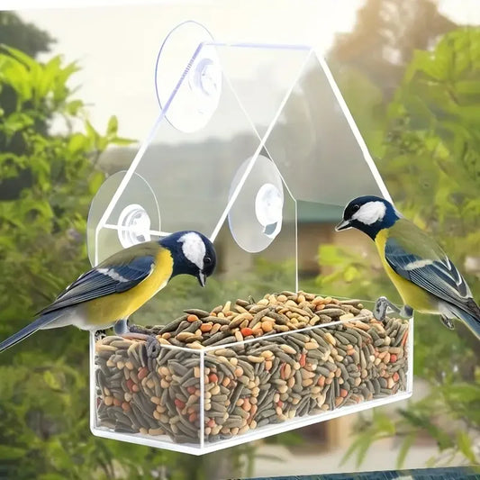 Transparent Bird Feeder Birds House for Outdoor Windo with Strong Suction Cups for Wild Birds