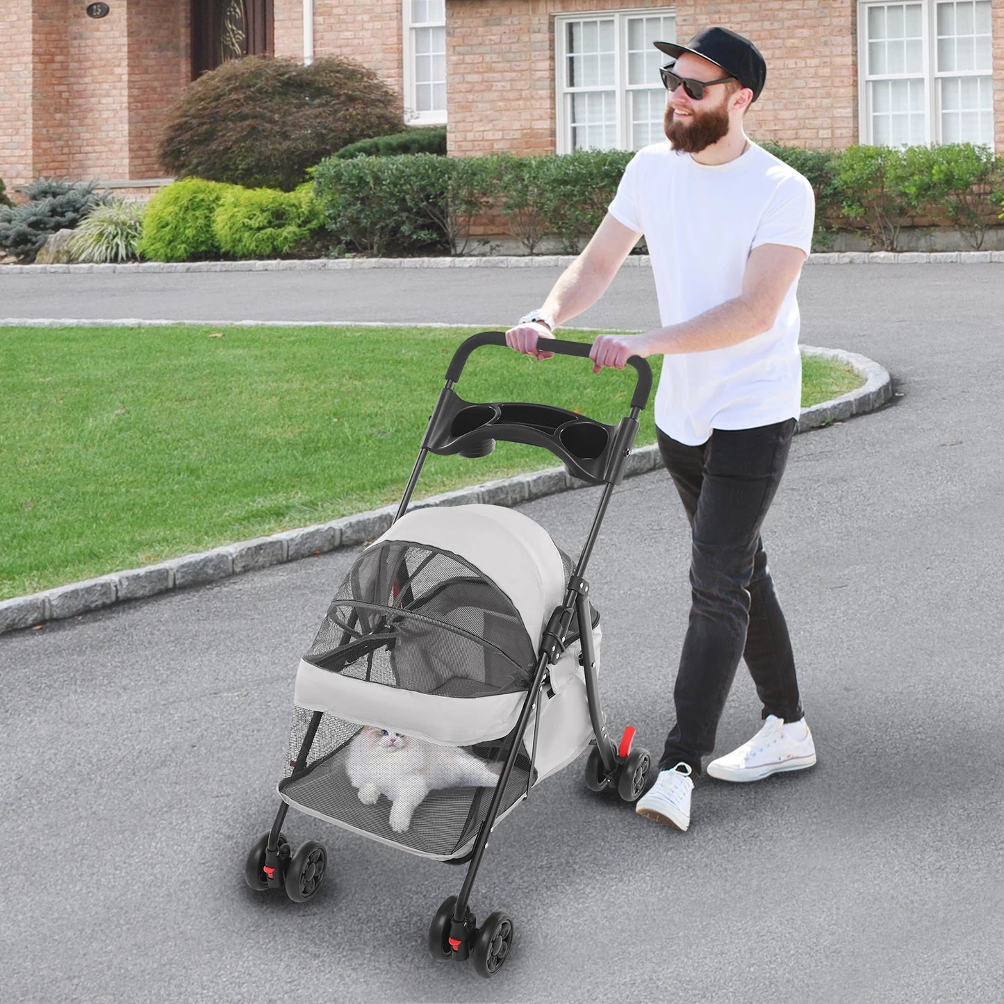 Foldable Lightweight Pet Cart For Small To Medium Dogs And Cats |  Outdoor Dog Walking Is Effortless