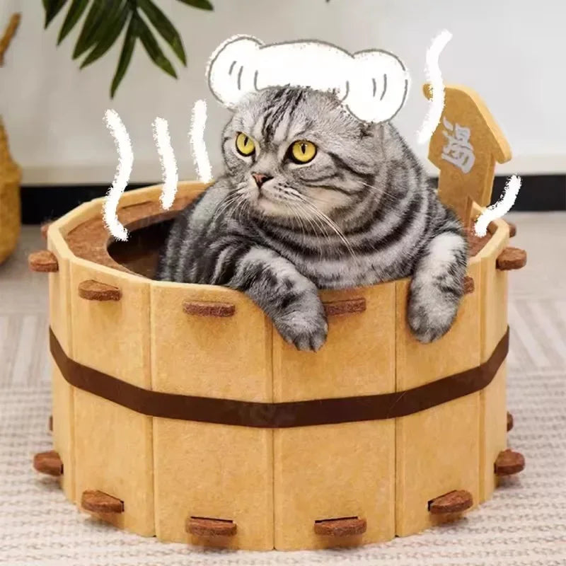 Sturdy Soft Comfortable Pet Nest | Four Seasons Bathtub Cat House | Semi-Enclosed Cat Bed For Claw Sharpening/Sleeping