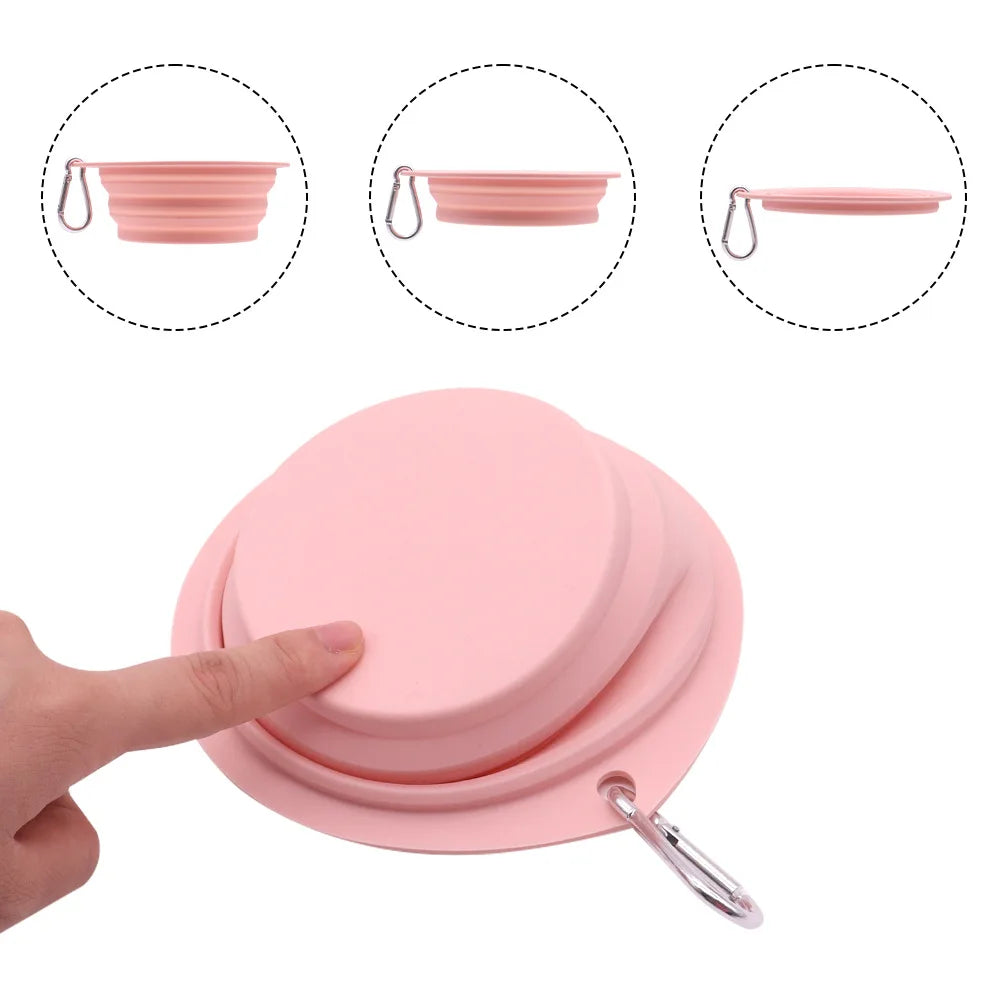 Collapsible Silicone Dog Food/Water Bowl, Outdoor Travel Portable  with Carabiner