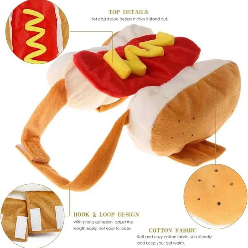 Funny Halloween Dog Costumes | Hot Dog Shaped Dachshund Sausage Adjustable Clothes | Pet Apparel Dressing Up Cat Party Costume Suit