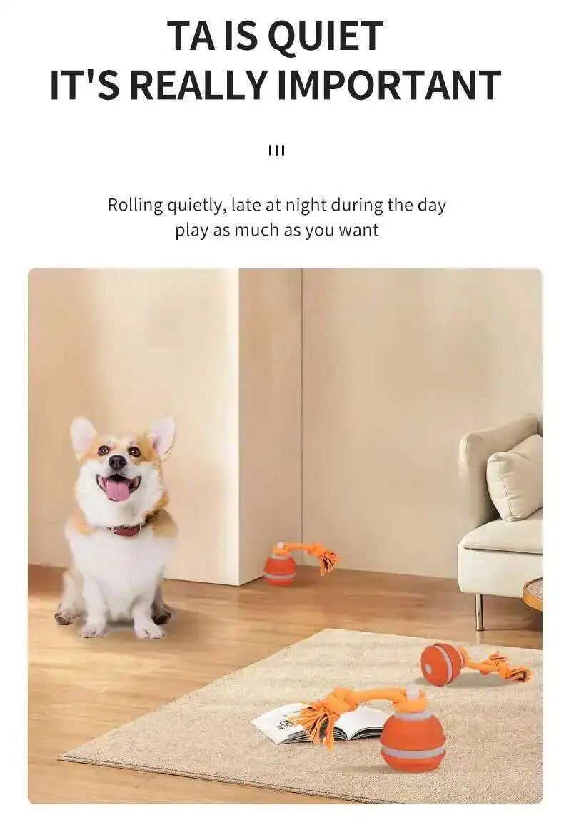 Smart Interactive Teasing Ball With Motion Activated Automatic Moving Squeaky Dog Toy Balls 
 Chew Toys Knot Rope