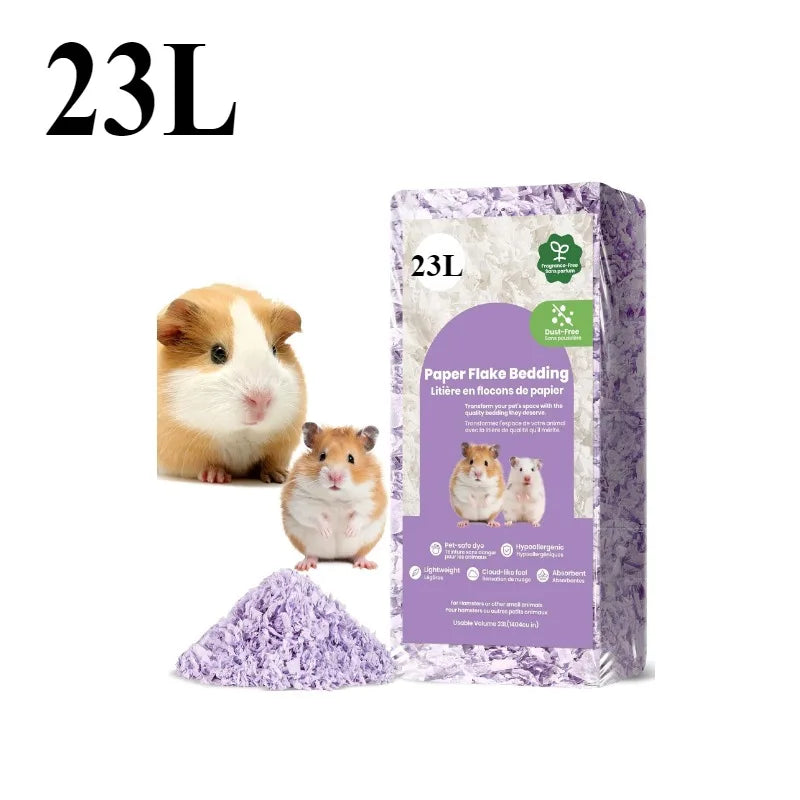 23L/50L Paper Small Pet Bedding, Hamster, Rabbits, Guinea Pigs, Odor Control Dust-Free, Moisture Absorbent Natural Shavings Bedding