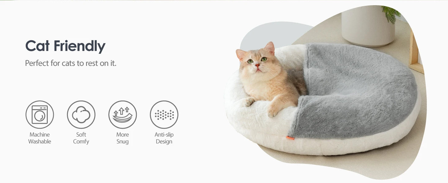 MEWOOFUN Cat Bed Cav | Cute Enclosed Bed With Blanket Washable | Non Slip Base for Kitten and Puppy (22' x 22')