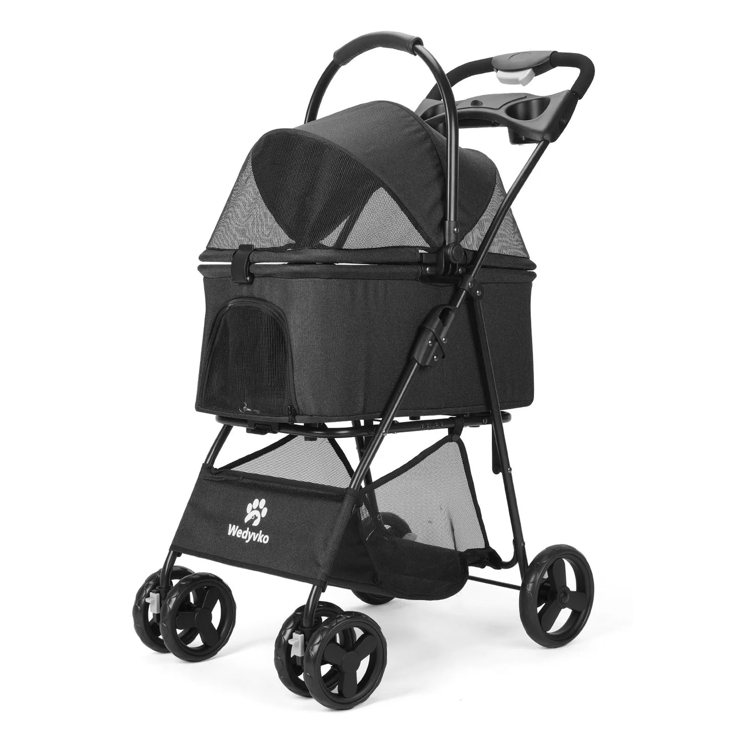 3 in 1 Pet Stroller with Removable Carrier, Folding Stroller for Small/Medium Dogs and Cats, Waterproof, All-Terrain, with Sun Screen