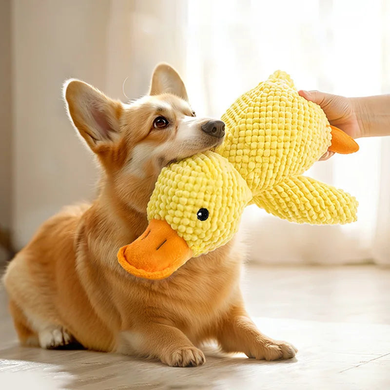 Indestructible Cat/Dog Toys for Aggressive Chewers | Squeaky Interactive Plush Duck Toy