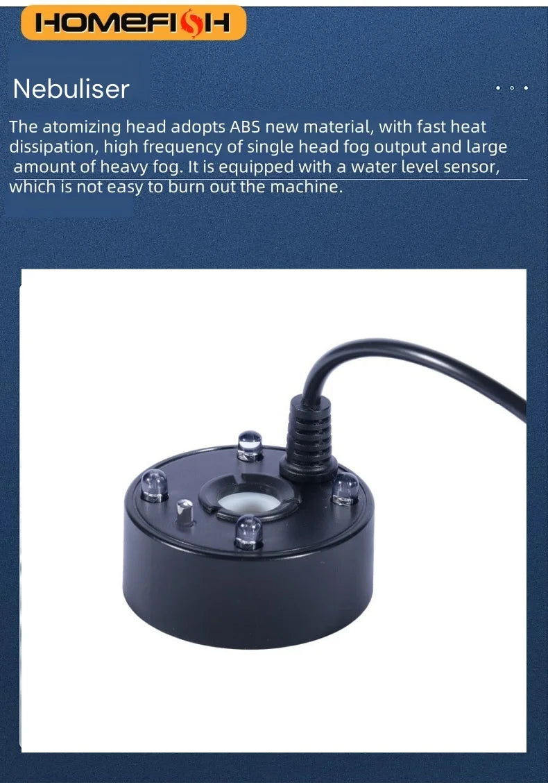 5V USB Mist Maker, Fogger, Nebulizer Water Fountain | Fish Tank Pond Atomizer Head With 4 LED Colorful Lights