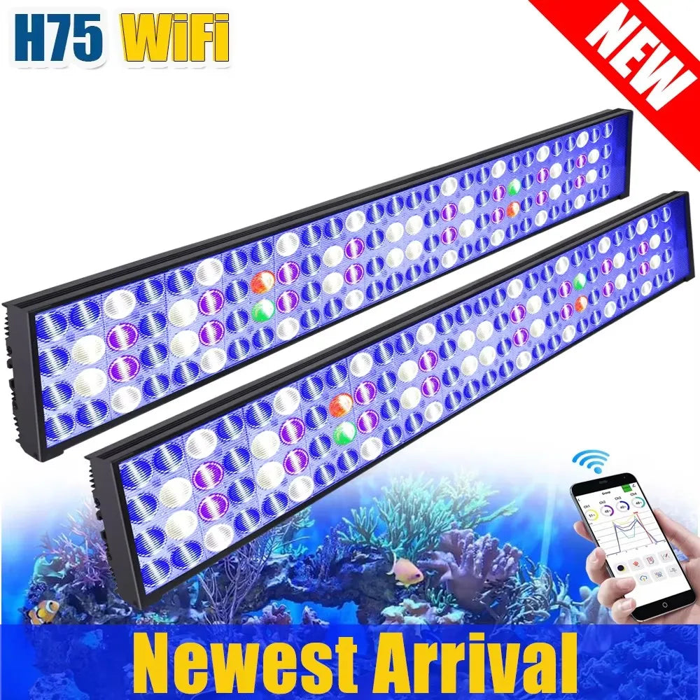 NEW PopBloom WiFi Led Aquarium Light, Full Spectrum Marine Lamp For 60-240cm Reef Corals | Seawater Led Fish Tank Lights