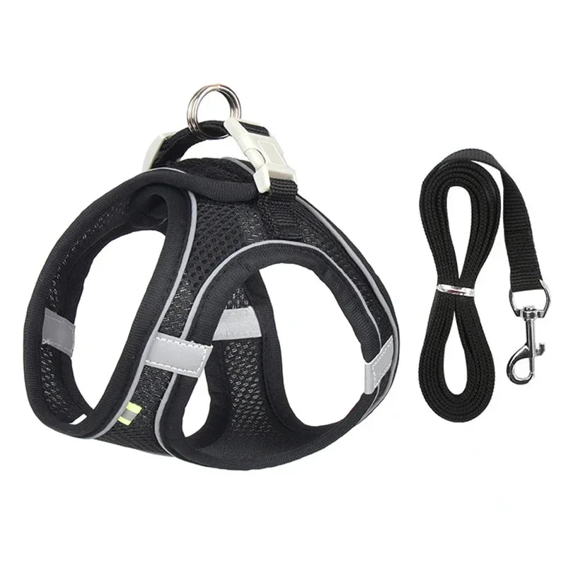 Adjustable Harness Set for  Puppy and Cat Harness Vest suitable for French Bulldog, Chihuahua, Small Dog Collar Pet Leash