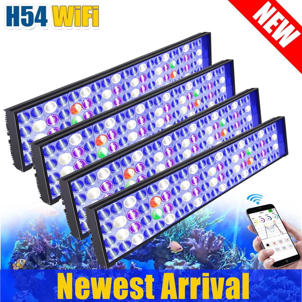 NEW PopBloom WiFi Led Aquarium Light, Full Spectrum Marine Aquarium Lamp For 60-240cm Reef Corals Seawater Led Fish Tank Lights