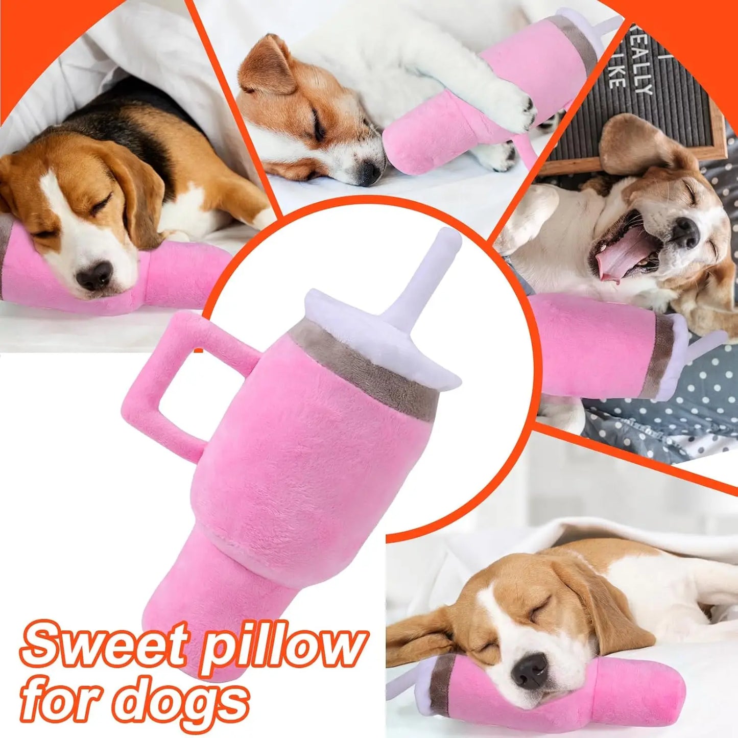 Dog/Cat Durable Squeaky Chew Toy Mug, Interactive Fun. 26x13x5cm, with Crinkle Sound, Relieves Boredom