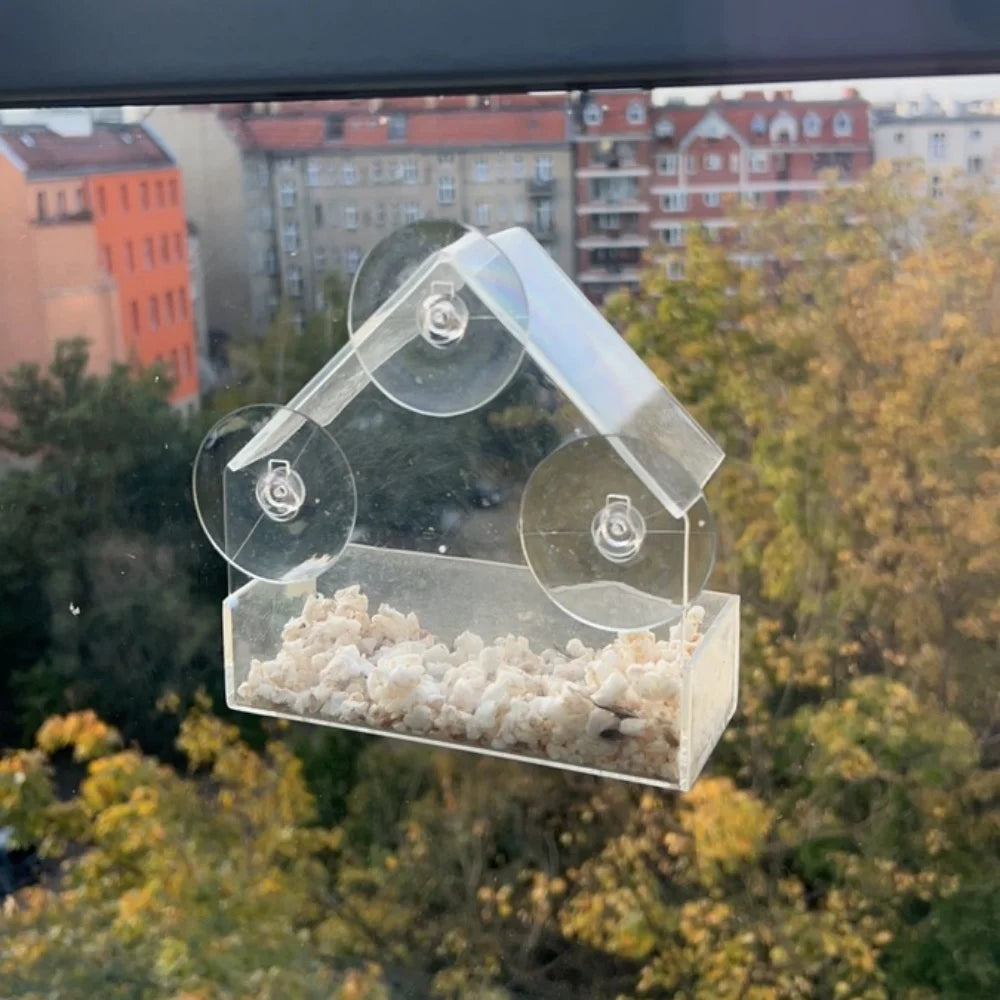Transparent Bird Feeder Birds House for Outdoor Windo with Strong Suction Cups for Wild Birds