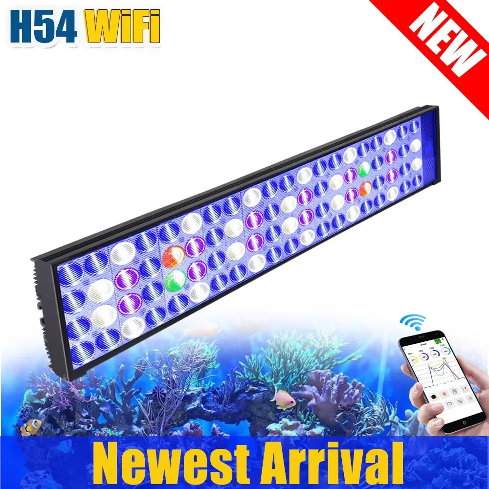 NEW PopBloom WiFi Led Aquarium Light, Full Spectrum Marine Lamp For 60-240cm Reef Corals | Seawater Led Fish Tank Lights