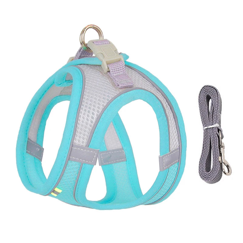 Dog Harness Leash Set for Small Dogs | Adjustable Puppy/Cat Harness Vest French Outdoor Walking Lead Leash