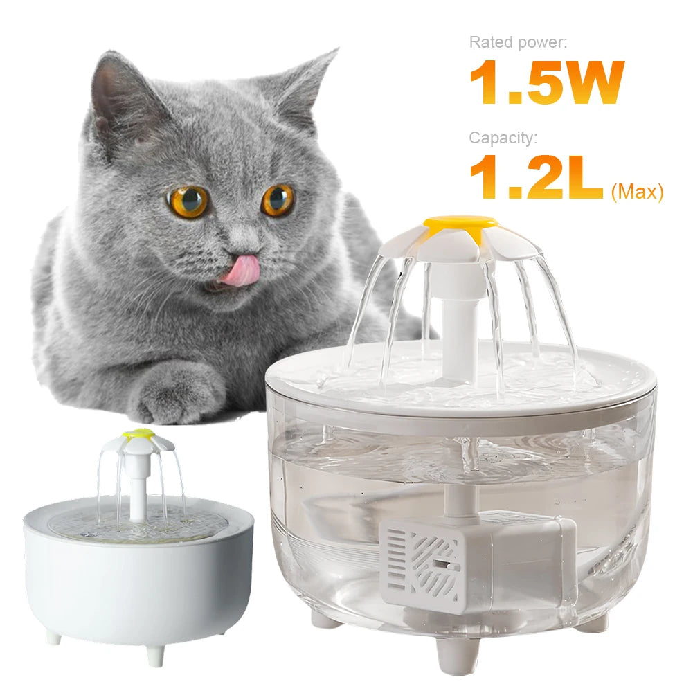 1200ml Automatic Cat Water Fountain Filter USB Electric Water Dispenser