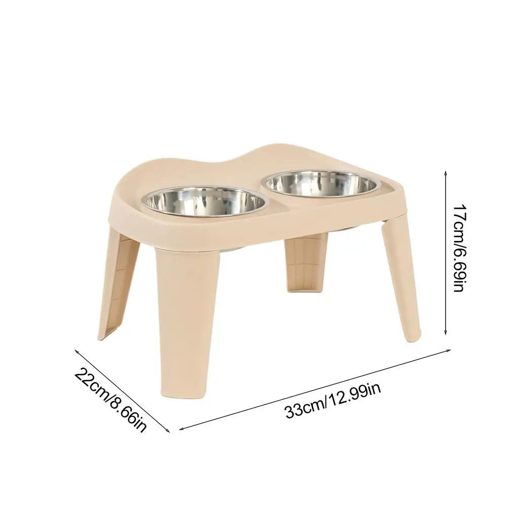 Elevated Dog Feeder foldable Raised Stand with Double Stainless Steel Food Water Bowls for Small Medium Large Dogs