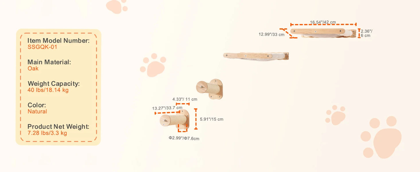 SucceBuy Wall Mounted Cat Wall Shelves and Perches with Jumping Boards Hammocks &  Tree Cat Furniture and Shelves