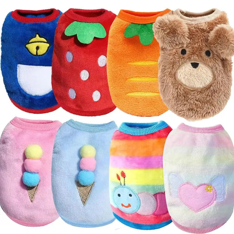 Flannel Warm Teacup, Small Dog, Cat, Teddy Clothes, Vest, Pet Supplies