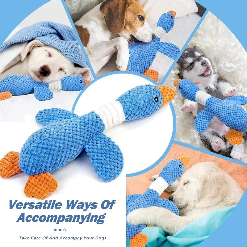 Indestructible Cat/Dog Toys for Aggressive Chewers | Squeaky Interactive Plush Duck Toy