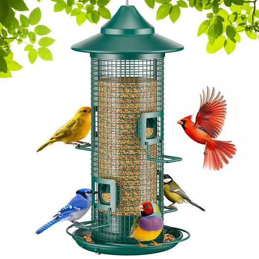 Mesh Tube Bird Feeder for Outdoors Hanging | Squirrel Chew Proof | Bird Feeders for Outside, Rustproof, 2LB Large Capacity