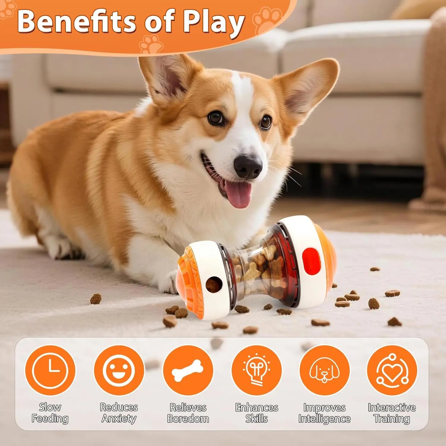 Interactive dog toys for small dogs - Adjustable Treat Dispensing Ball Food Dispenser Slow Feeder, Puppy Enrichment Training Toy