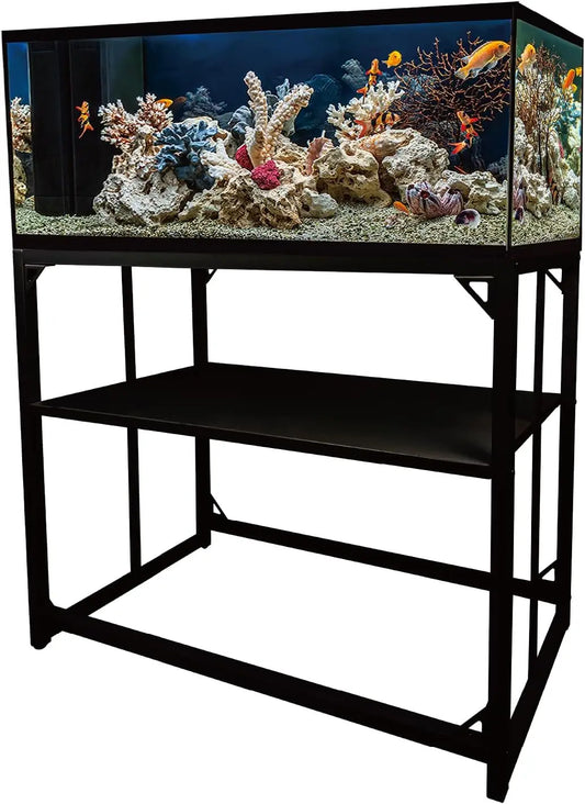 40 Gallon Heavy Duty Metal Aquarium Stand with 2-Tier Storage, 660LBS Capacity for Fish & Reptile Tanks (Black)