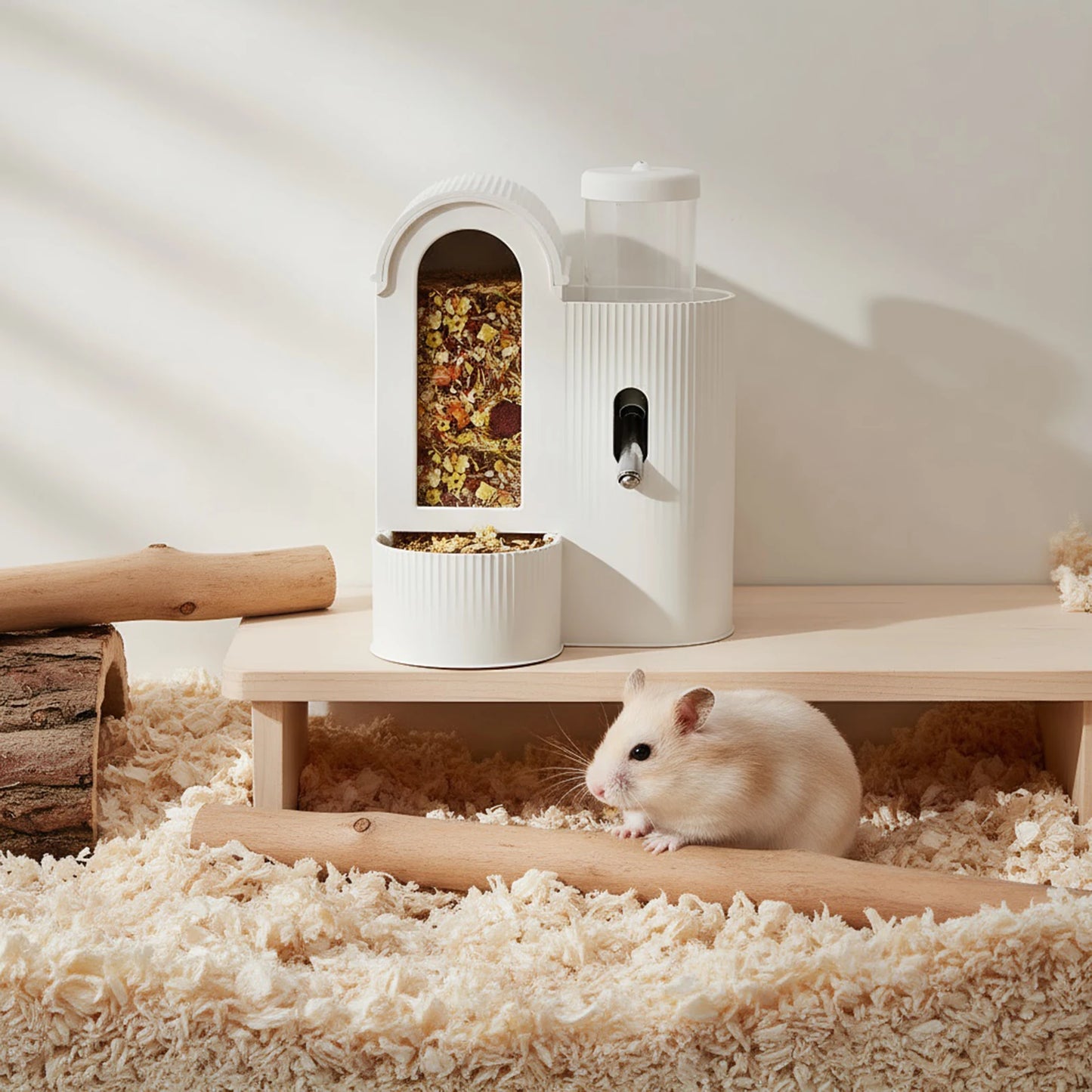 2-in-1 Automatic Food Bowl Large Capacity Hamster Feeder  No Drip for Hamster, Guinea Pig, Rat and Small Animals