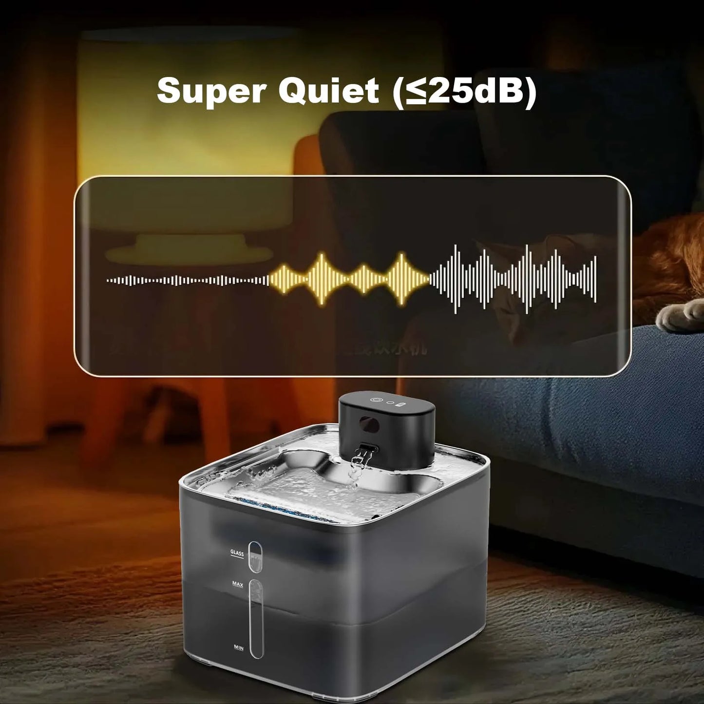 Wireless Water Fountain 5000mAh Rechargeable 304 Stainless Steel Quiet Automatic Induction Pet Water Dispenser For Cats Dogs