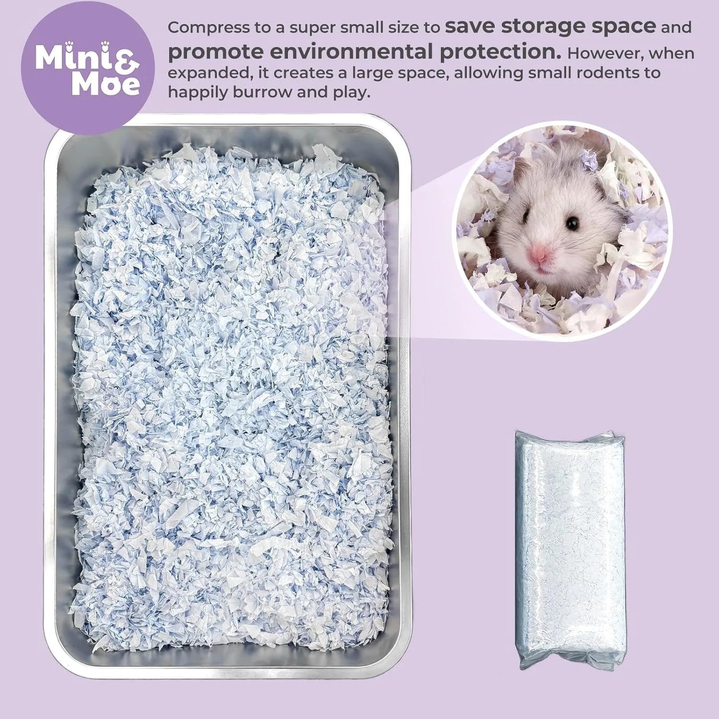 23L/50L Paper Small Pet Bedding, Hamster, Rabbits, Guinea Pigs, Odor Control Dust-Free, Moisture Absorbent Natural Shavings Bedding