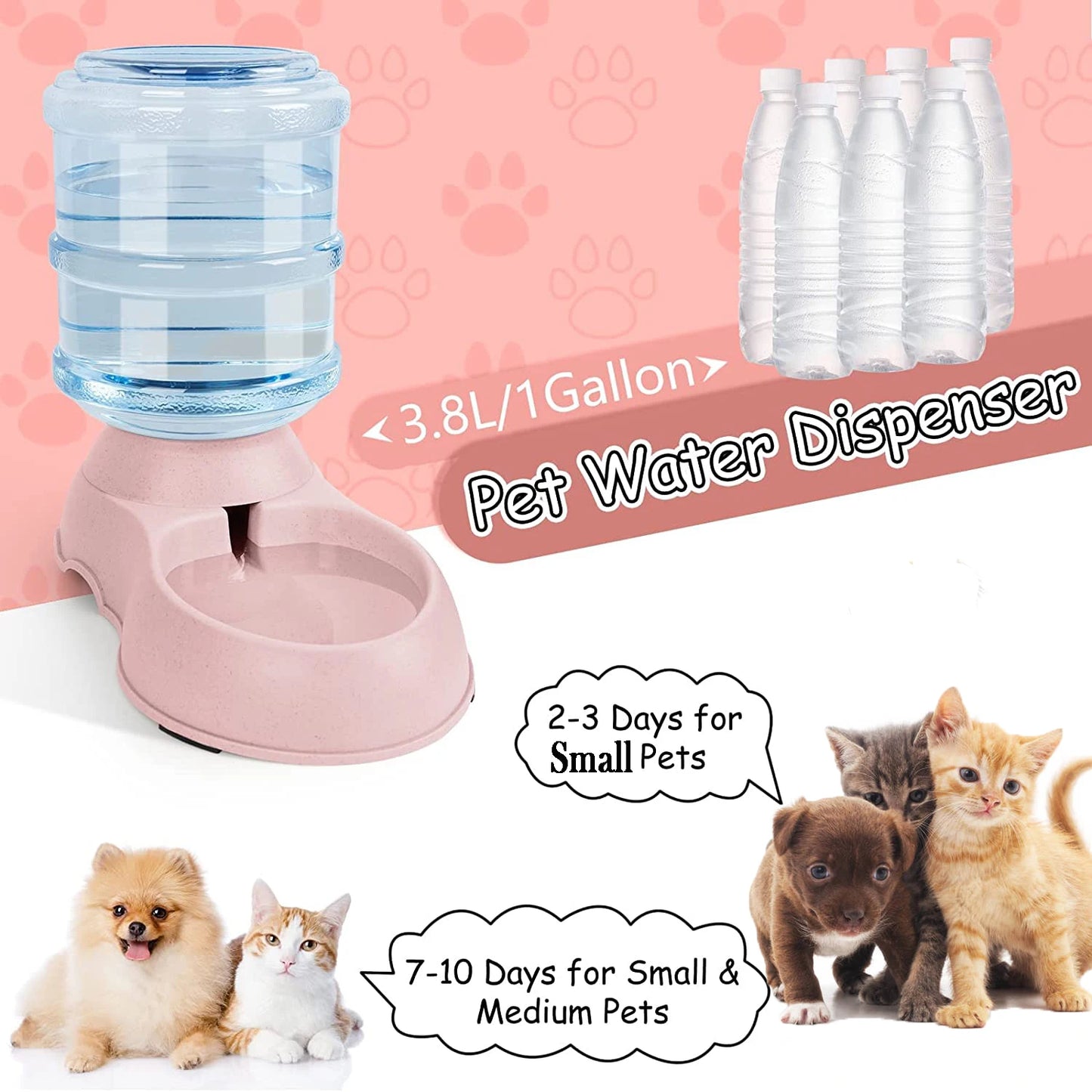 Automatic Water Dispenser Large Capacity, Small Dog and Cat Food /Water Dispenser