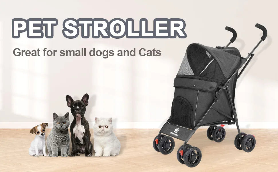 4 Wheels Stroller Rotate with Brakes for Dogs/Cats Travel