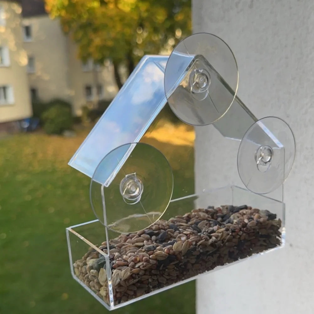 Transparent Bird Feeder Birds House for Outdoor Windo with Strong Suction Cups for Wild Birds