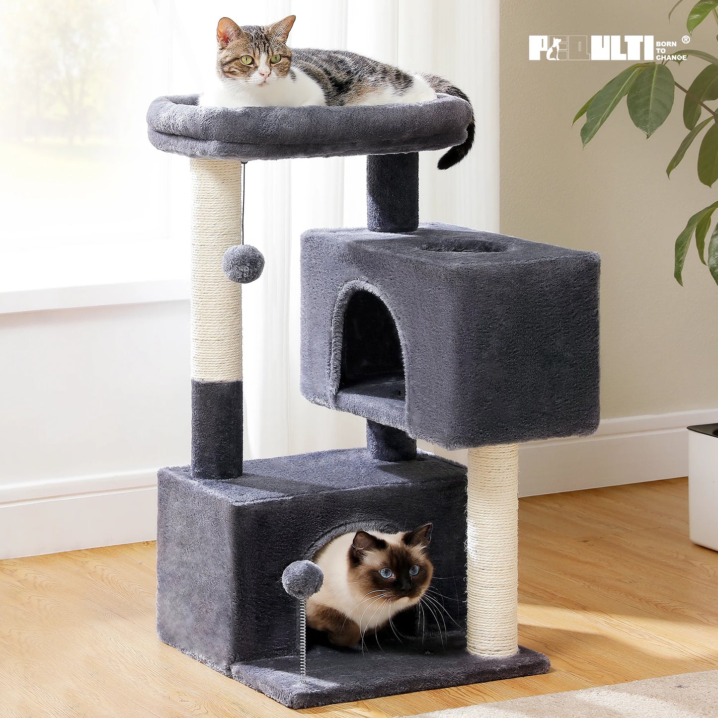 Large Cat Tree for Indoor Cats Multi-Level Tower with Spacious Condos Sisal Scratching Pad House Accessories Cat Toys