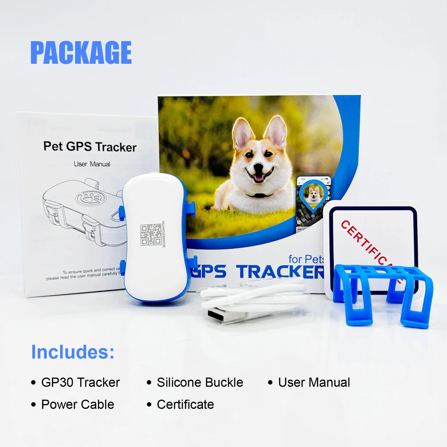 GPS Pet Tracker for Dogs and Cats | Real Time Tracking Unlimited Distance QR Code | Anti-Lost Locator with 1-year Service