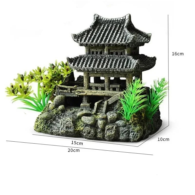 Simulation Decoration Fish Tank Ornament |  Resin Aquarium Decor Landscape House Model