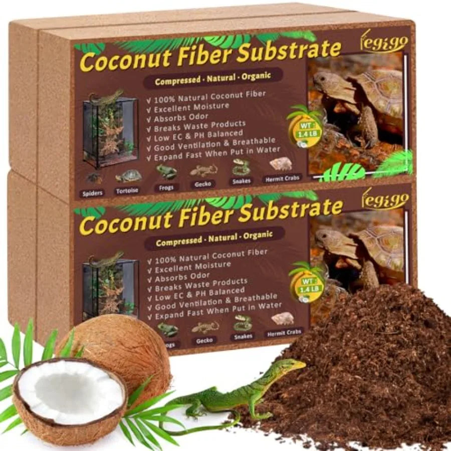 【Spot goods】4 Pack Compressed Coconut Fiber Substrate - 100% Organic Coconut Fiber Brick Bedding for Reptiles Natural Coco Husk