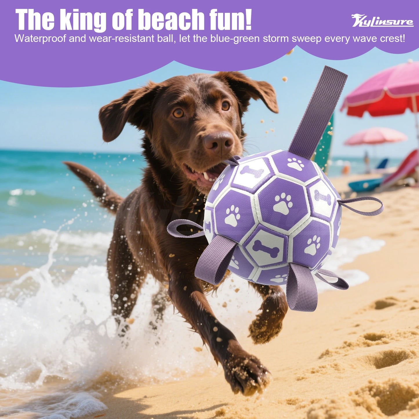 Dog Toys Soccer Ball with Straps, Interactive Toys for Tug of War, Puppy Birthday Gifts, Water Toy, Durable  Ball