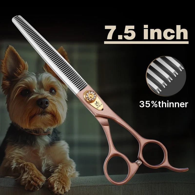 Fenice High-grade 7.5inch JP440C Steel Specials pet grooming thinner scissors Thinning rate 35%