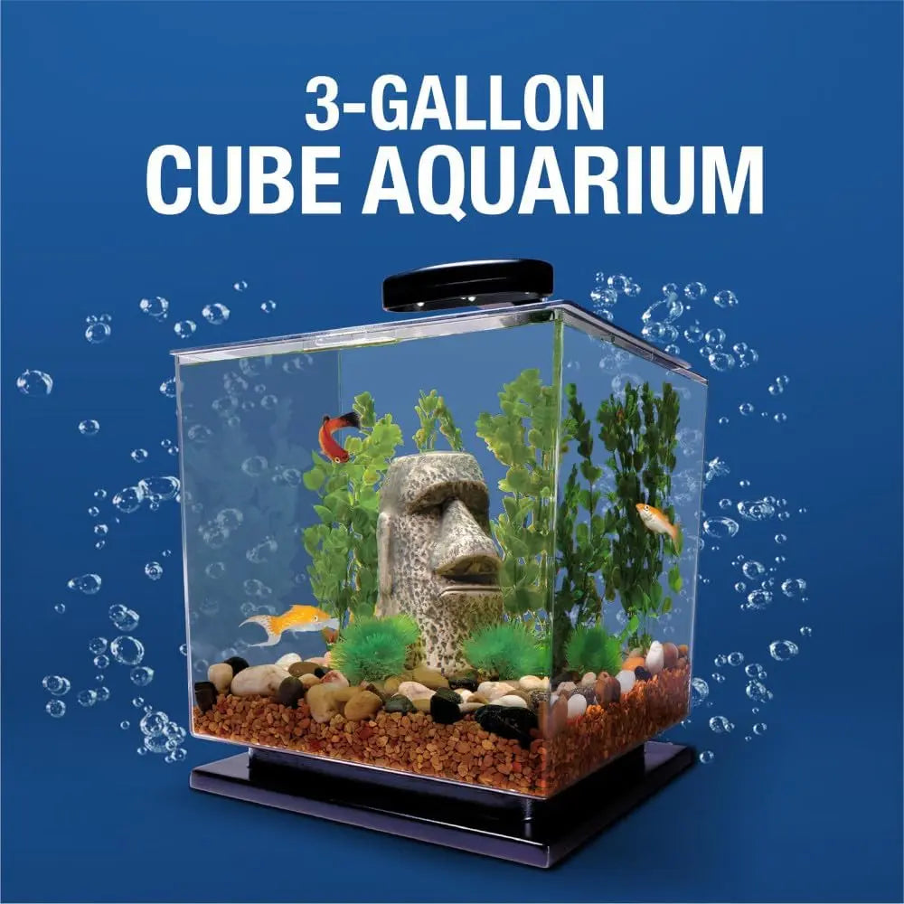 3 Gallon Cube Aquarium Kit with LED Light, Filter & Pedestal Base for Small Fish