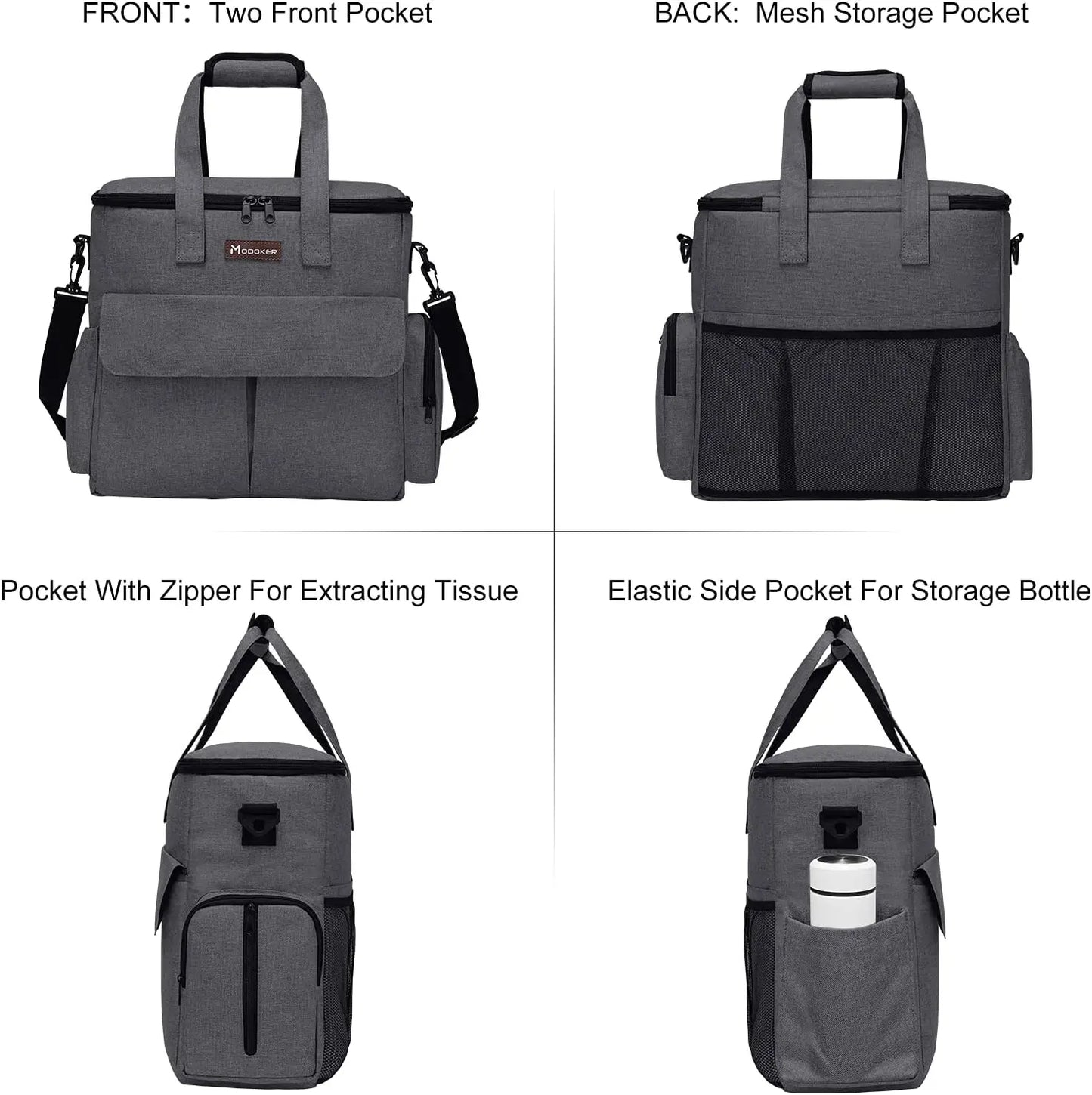 Airline Approved Pet Travel Bag, Dog & Cat Weekend Set with Organizer, Pockets, Food Containers & Collapsible Bowls (Dark Gray)
