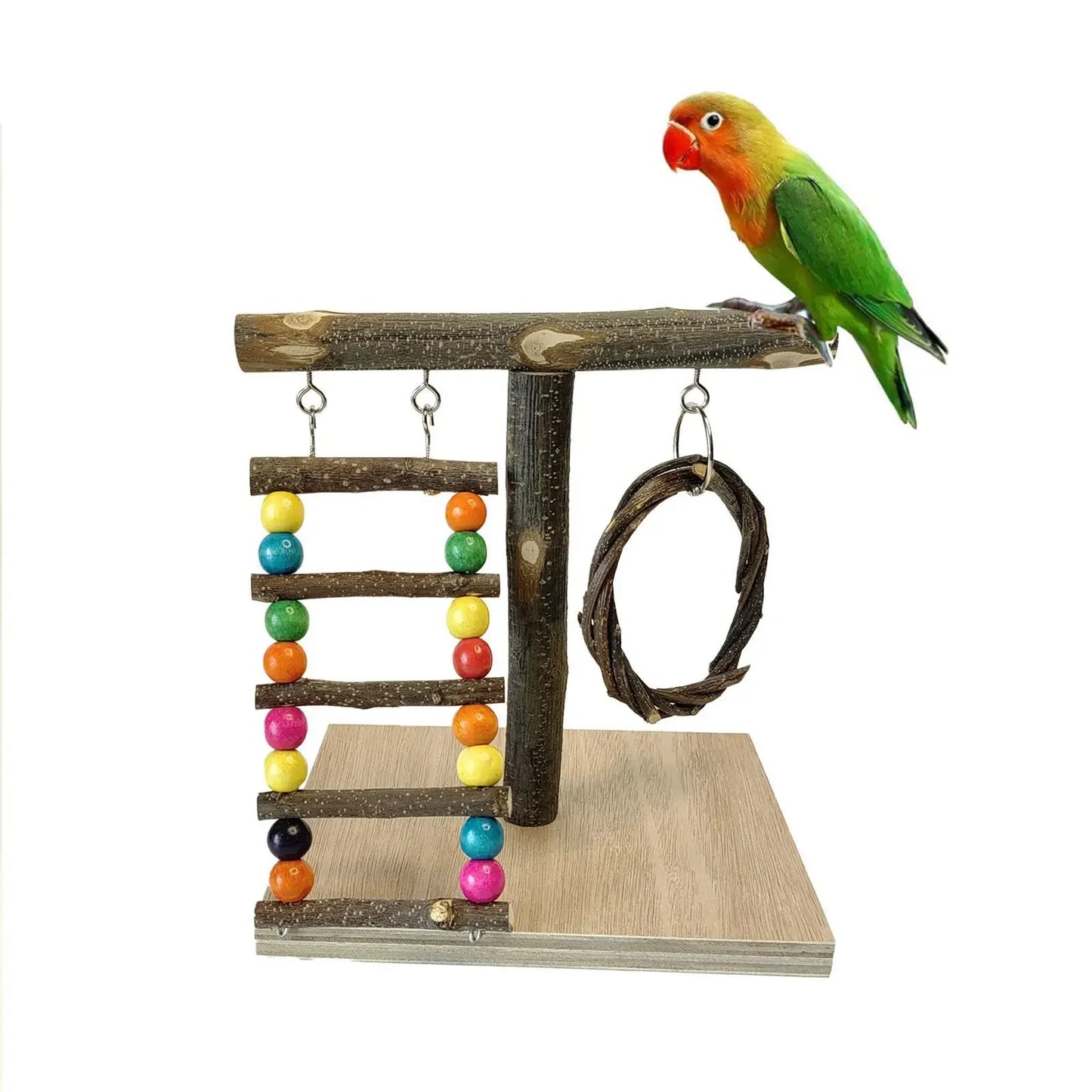 Solid Wood Parrot Stand Training | Wooden Pole Ladder Game Small Pet Interactive Amusement Park Desktop