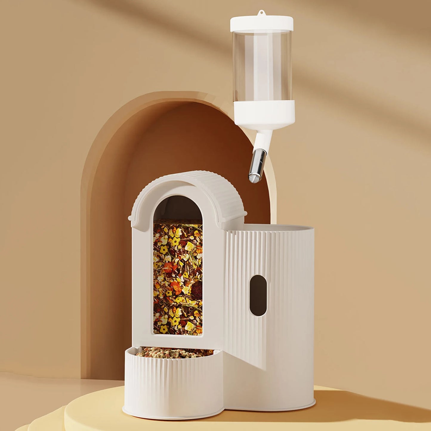2-in-1 Automatic Food Bowl Large Capacity Hamster Feeder  No Drip for Hamster, Guinea Pig, Rat and Small Animals