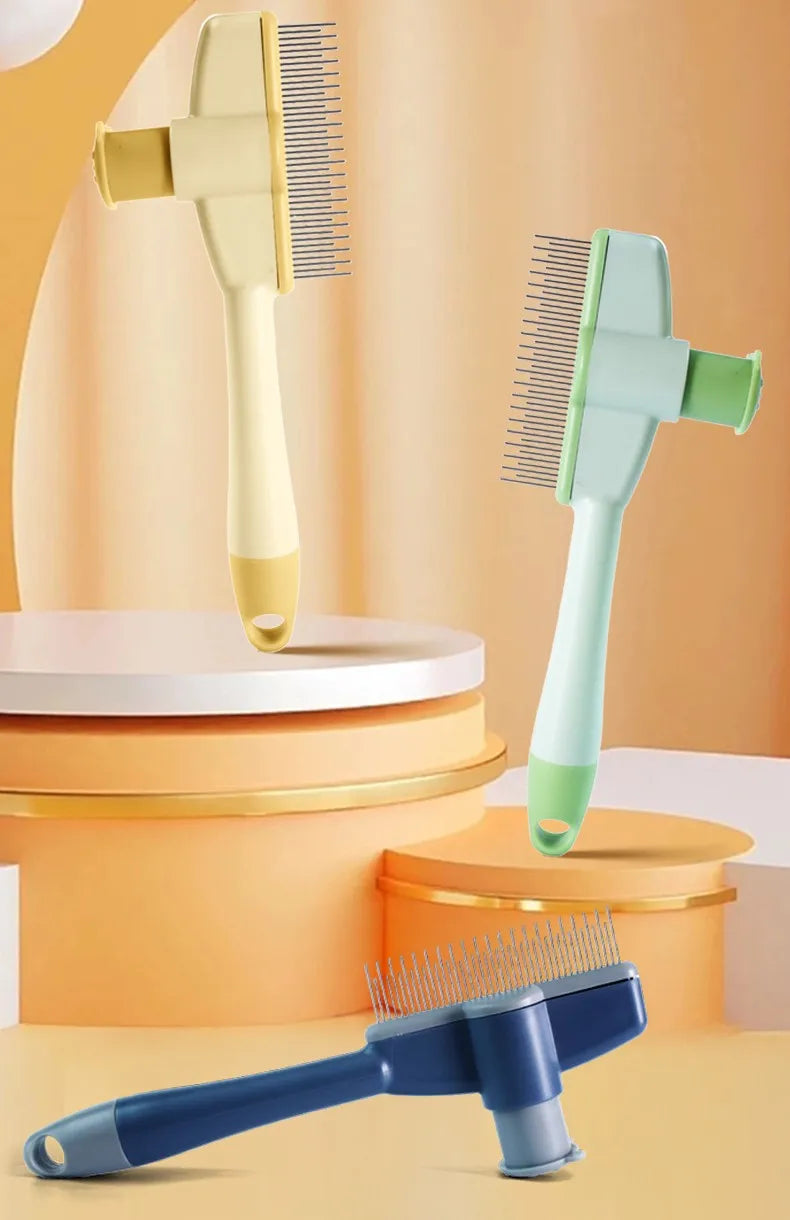 Dog and Cat Comb Hair Remover Self-cleaning, Massage  Brush One Click Combs for  Hair Knot