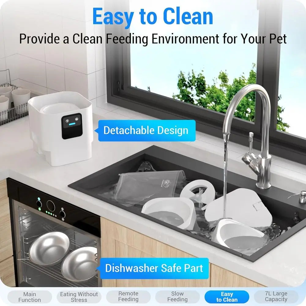 Automatic Slow Feeder, Food Dispenser with 5G APP Control for Multiple Pets for Dog and Cat