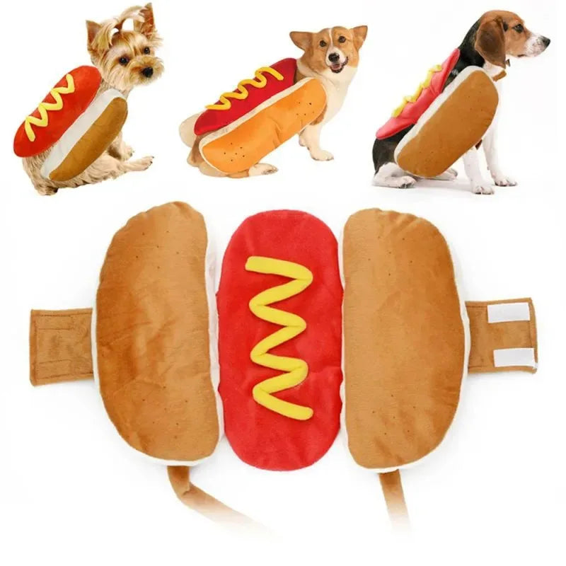 Funny Halloween Dog Costumes | Hot Dog Shaped Dachshund Sausage Adjustable Clothes | Pet Apparel Dressing Up Cat Party Costume Suit