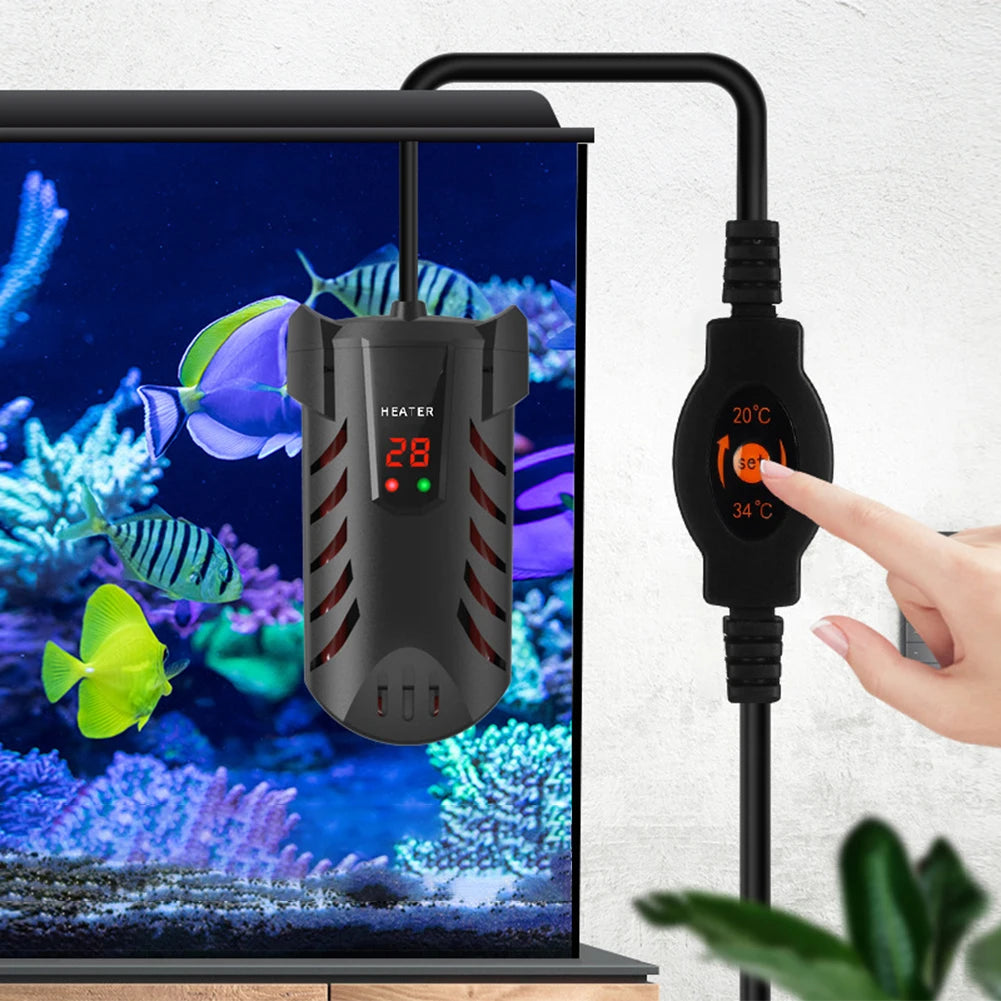 Aquarium Submersible Heater with Suction Cup | Fish Tank Thermostat Dual Probe Temperature | Adjustment Digital Display