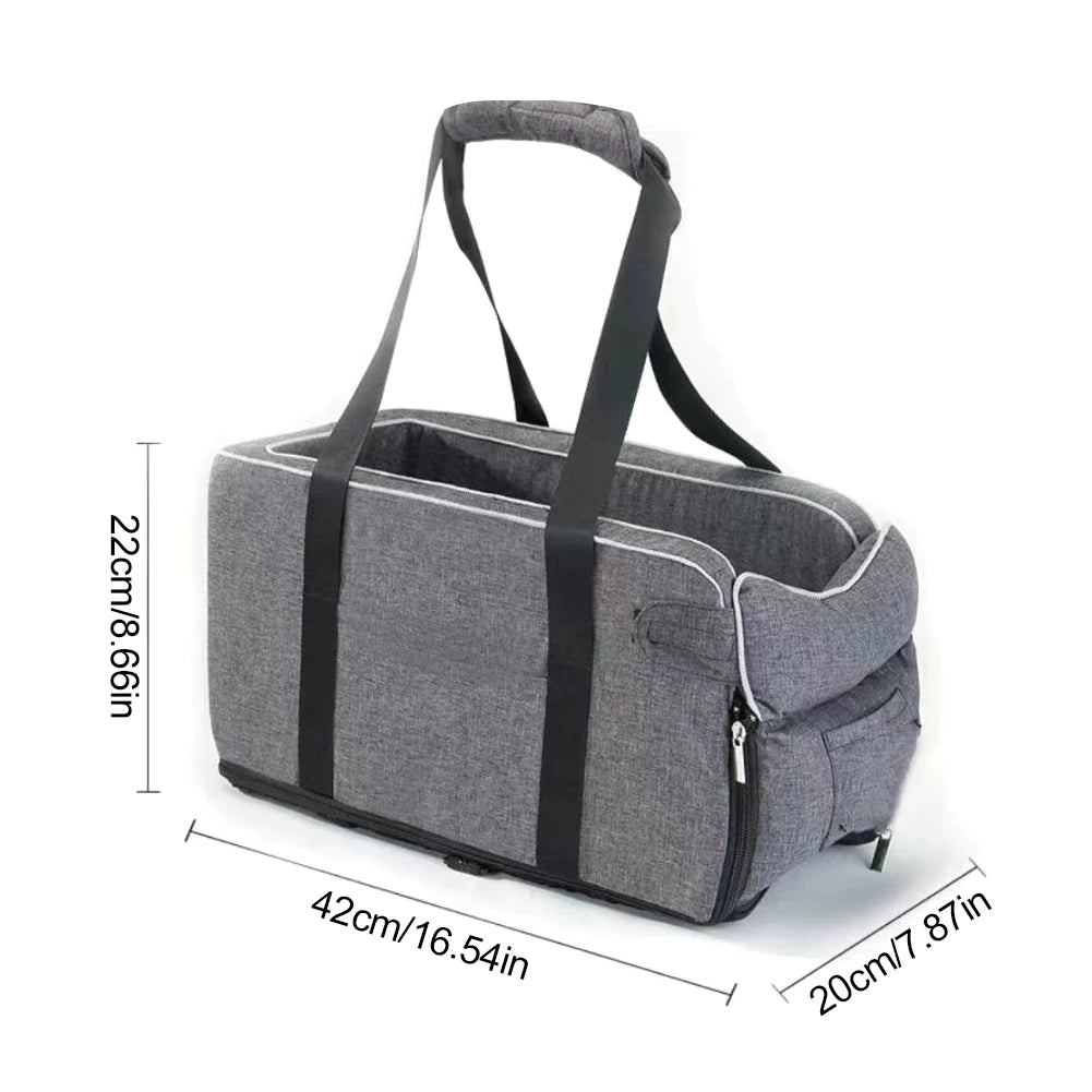 Multipurpose Center Console Dog Car Seat with Shoulder Straps Portable Pet Booster Seats for Small Dogs